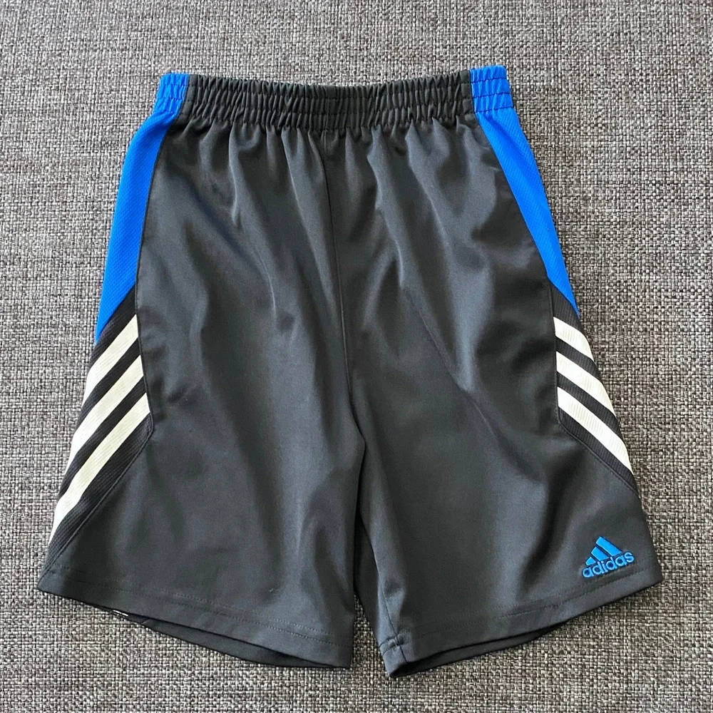 ⭐️ Kids Adidas Athletic Shorts, Black, Blue, White, Size 6, Unisex, Soccer Gear